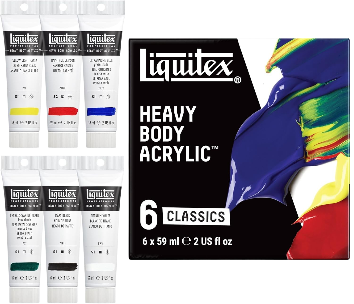 Liquitex Heavy Body Acrylic Classic 6x59ml Color Set